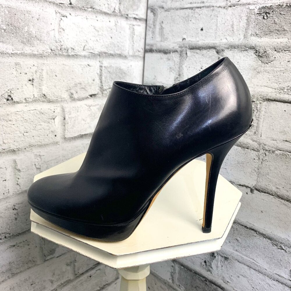 Dior Black Leather Ankle Boots Platform Logo Stiletto High Heel Side Zip Booties